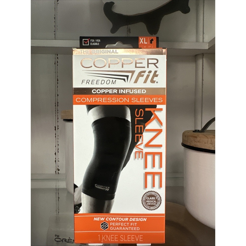 Copper Fit Freedom Copper Infused Compression Knee Sleeve - Size XL - Black